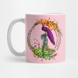 Wonderful peacock with flowers Mug